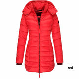 Mid-length Slim-fit Quilted Jacket-Red-3