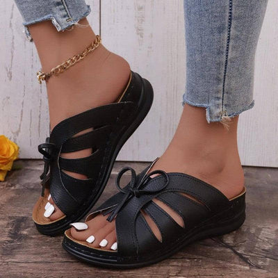 New Roman Shoes For Women Lace-up Platform Wedges Sandals-Black-1