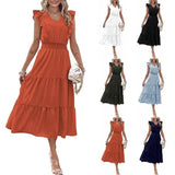 New Ruffled Sleeveless V-Neck Dress Summer Fashion Elastic-1