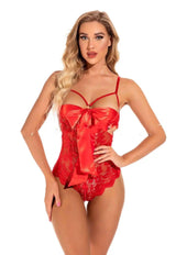 Elegant Evening Bodysuit for Any Occasion-Red-4