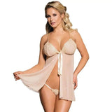 Oversized Lingerie Suspender Nightdress-Apricot-1