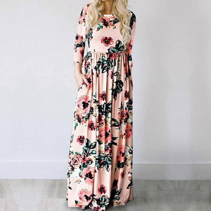 Pink Floral Boho Maxi Dress - Summer 2022 Beach Party Wear-10