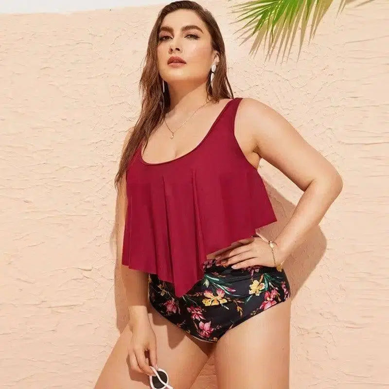 Plus size swimsuit bikini split swimsuit-1