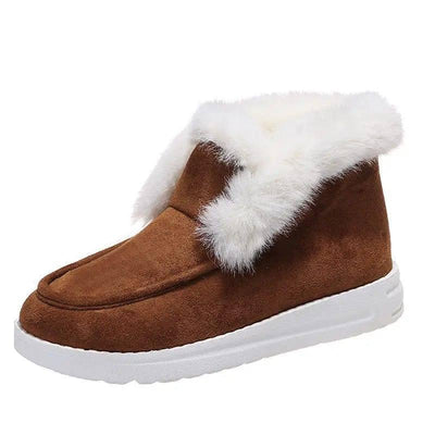 Plush Flat Bottom Thickened Large Short Snow Boots For Women-5