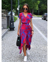 Chic Floral Maxi Dress - Summer Fashion-red printing-6