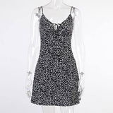 Polka Dot Strapping Mini Suspender Dress Female Summer-6