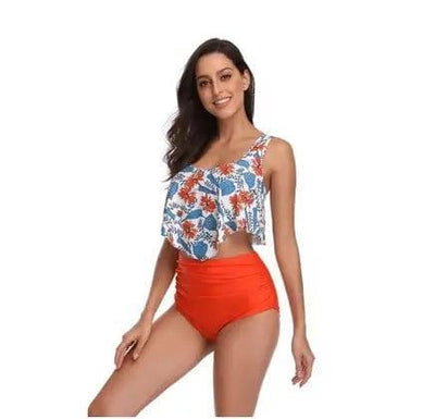 Printed high waist bikini-Orange-2