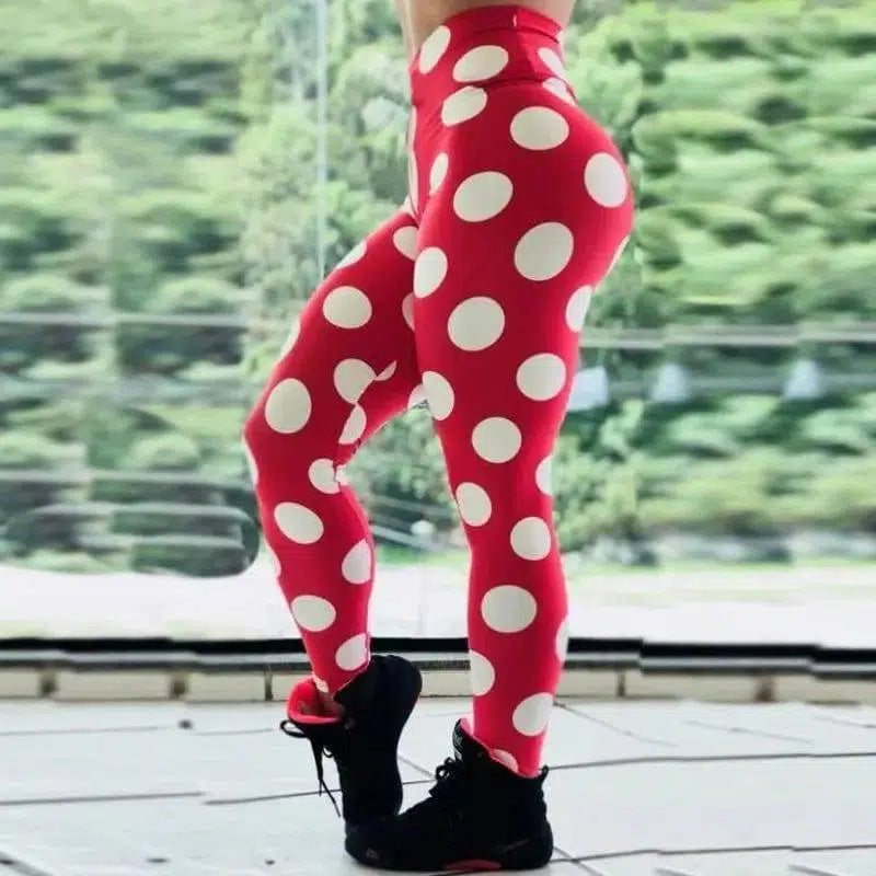 Red bottom white circle leggings-Red-1