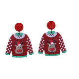 Red Sweater Christmas Earrings Cute Elk Female-2