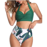 Retro gathered bikini-Green-6