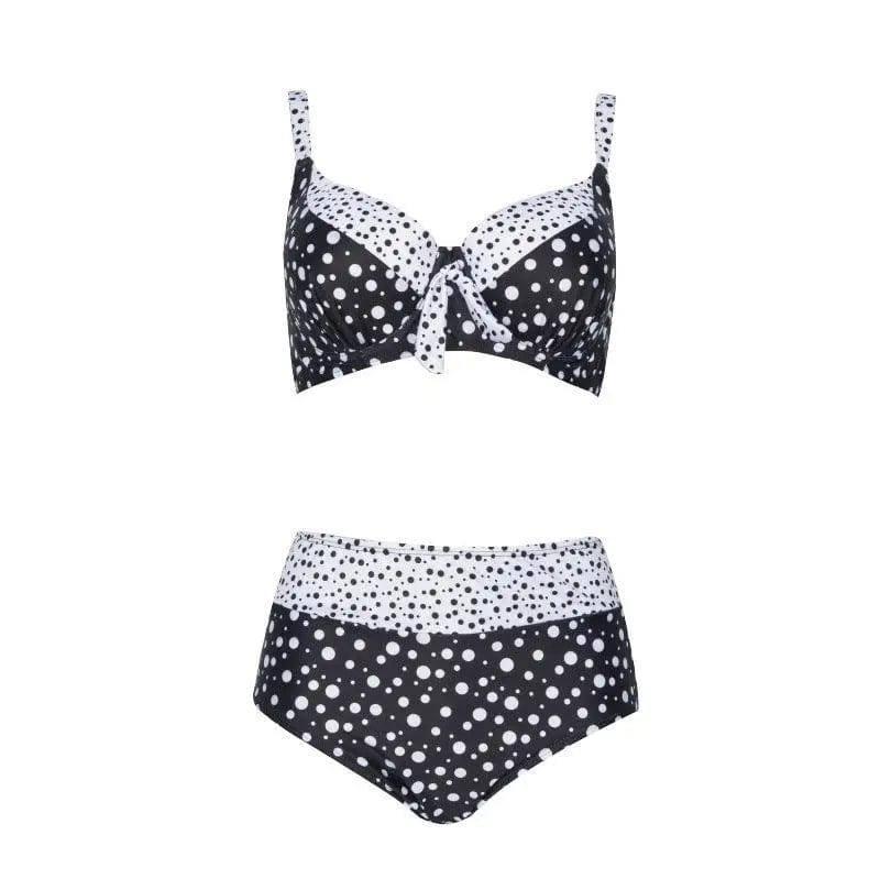 Retro wave dot bikini-Black-1