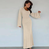 Elegant Maxi Dresses | Ribbed Long Sleeve-11