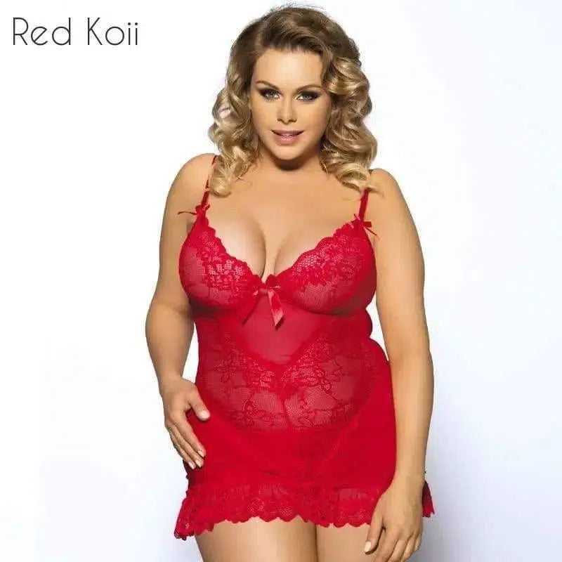 Seductive See Through Erotic Lingerie-Red-1