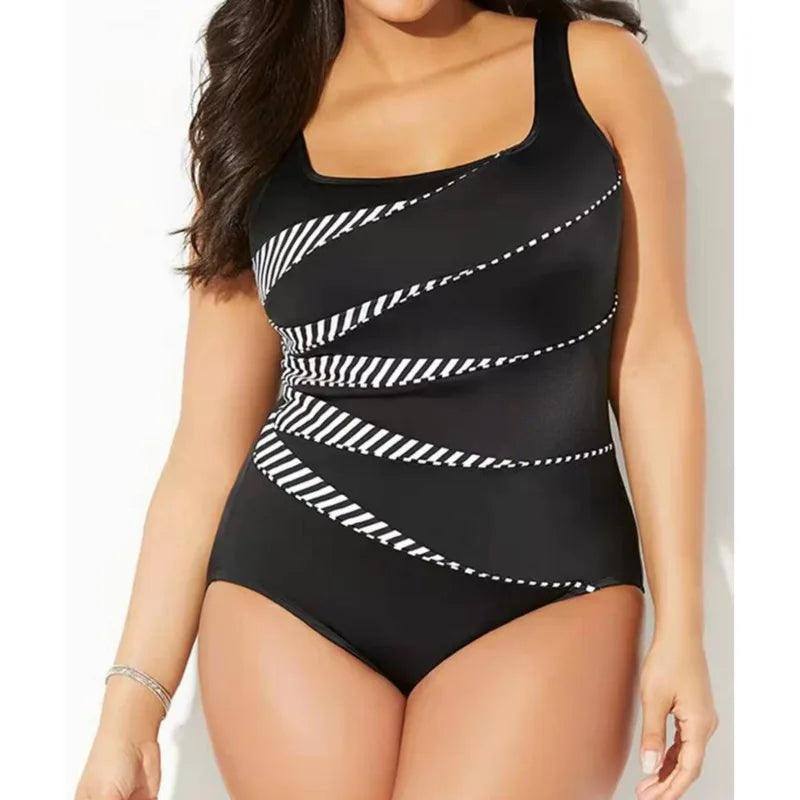 5XL Large Size Closed Swimwear 2024 Push Up Bodysuit-4