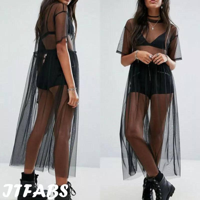 Elegant Black Sheer Maxi Dress for Every Occasion-1