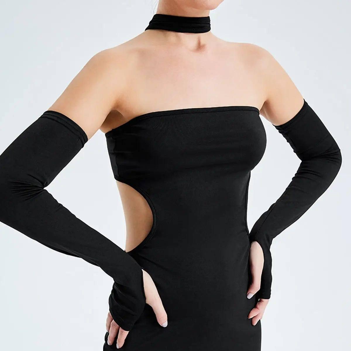 Sexy Cut Out Slim Strapless Long Sleeves-7