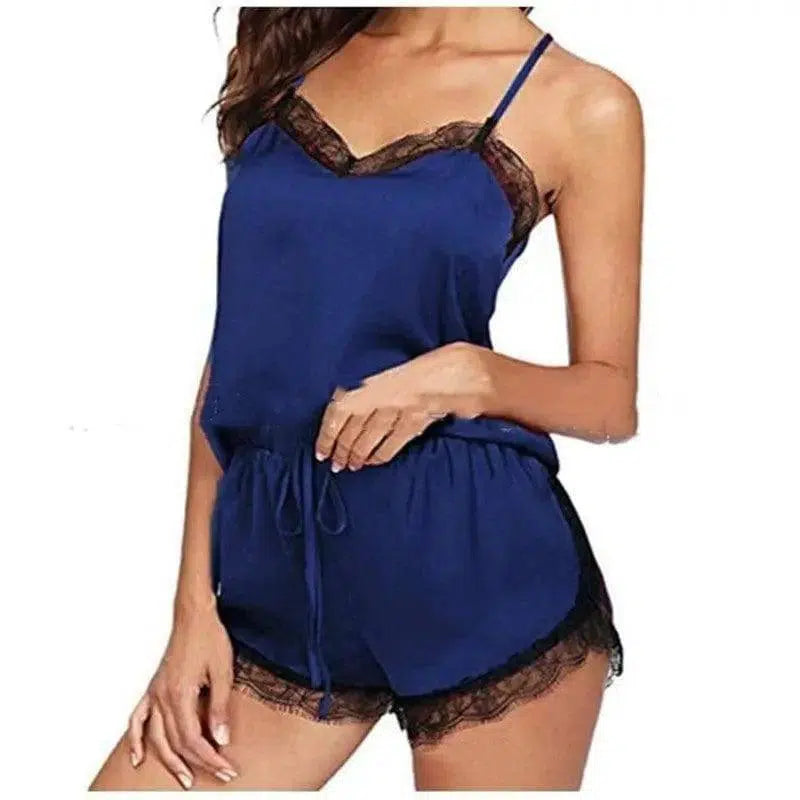 Lingerie Summer Home Pajamas-Blue-4