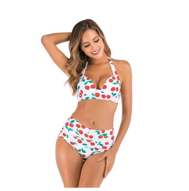 Sexy Printed High-waisted Two-piece Swimsuit-Whitecherry-10