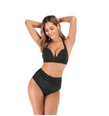 Sexy Printed High-waisted Two-piece Swimsuit-Black-16