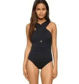 solid color chest cross cover belly slimming conjoined-Black-5