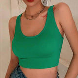 Sexy Women Vest Crop Top Sleeveless Vests Beach Women Sports-green-9