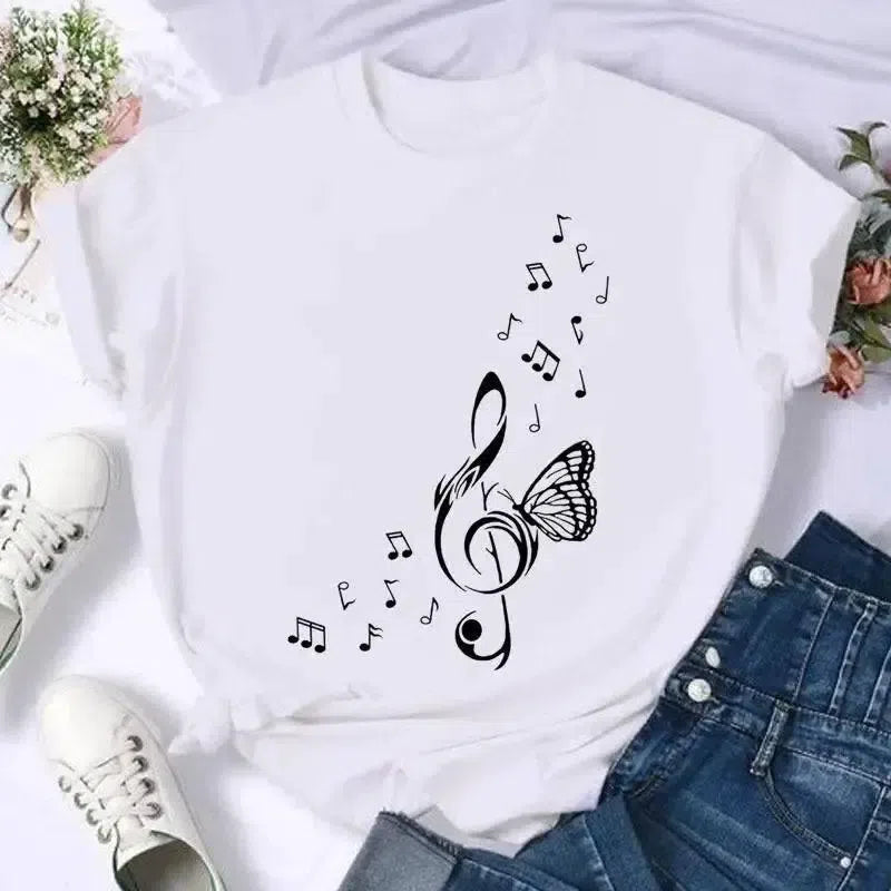 Short Sleeve Butterfly Bow Sweet Flower Fashion Summer Women-19