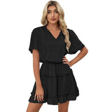 Short Sleeve Dress Women's Ruffled V-neck-10