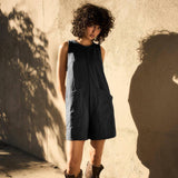 Solid Color Loose Jumpsuit With Pockets Fashion Summer-Black-6