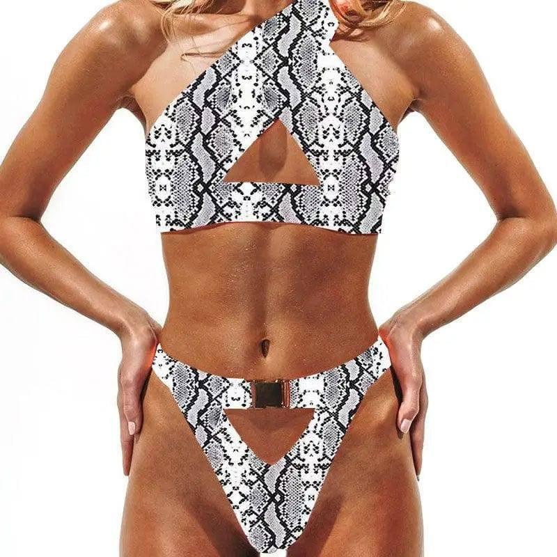 Split shoulder bikini-Snake-2