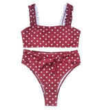 Split swimsuit high waist split bikini-Red-3