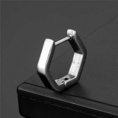 Stainless Steel Creative Hoop Earrings Women Triangular-White-12