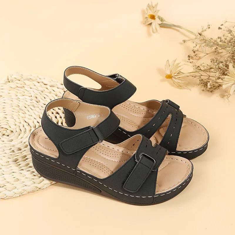 Stylish Women's Comfort Wedge Sandals-Black-5