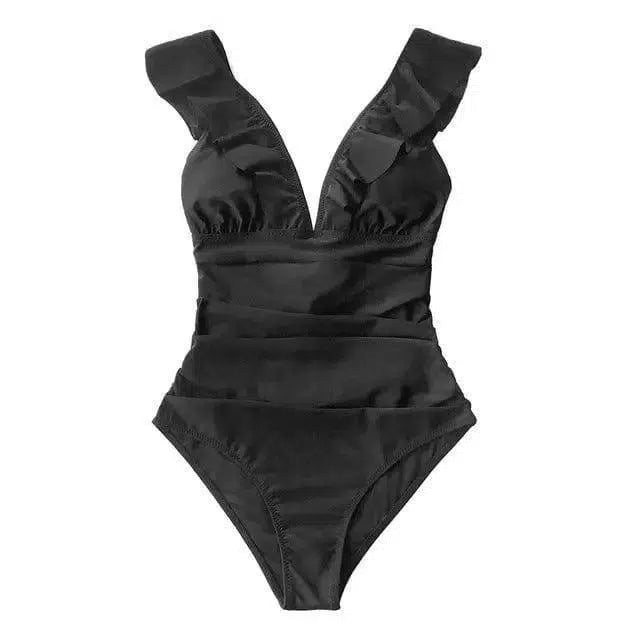 Swimwear Bikini Swimsuit Women Bathing Suit Bodysuit 38-Black-3