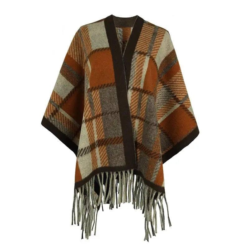 Tassel Cape And Shawl Female-Camel-4