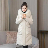 Temperament Slim Women's Warm Pure Color Jacket-White-5