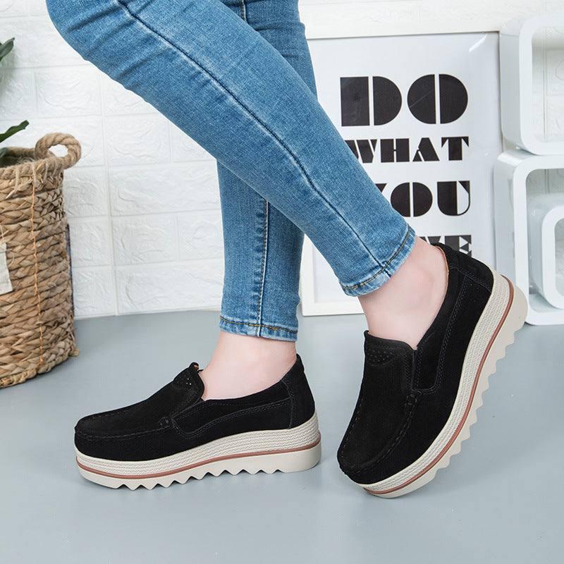 Thick-soled Flat Shoes Anti-slip Suede Height Increasing Shoes For Women-8