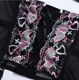 Three Pieces Female Lingerie Love Embroidery Girdle-6