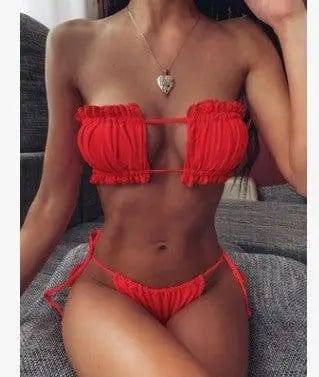 Trend Fashion Hollow Sexy Bikini Skinny Swimsuit-Red-10