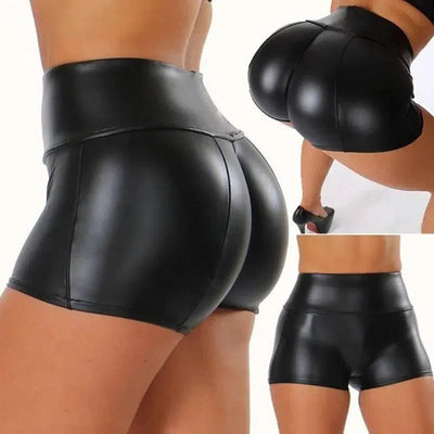 Trendy High-Waisted Faux Leather Shorts-2