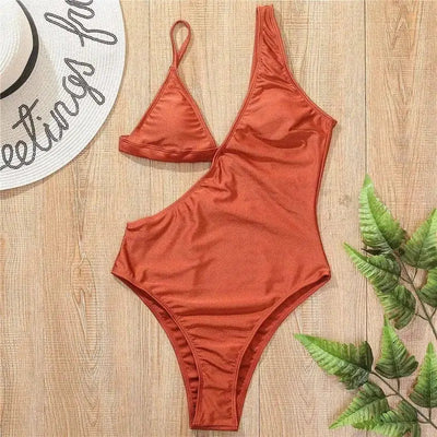 Triangle cup swimsuit bikini-Coffee-2