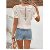 V-neck Lace Temperament Commuter Loose Casual Knitted Short-4