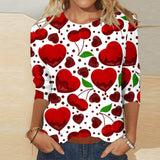 Valentine's Day Female With Hearts Printing Crew Neck-RQ4127505-10