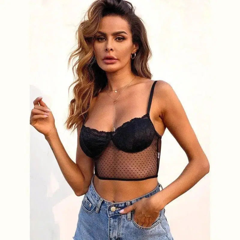 Vest Lace See-through Temptation Lingerie Top-2