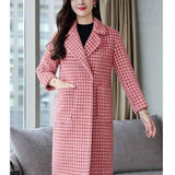 Winter mid-length plaid wool coat with POLO collar-2