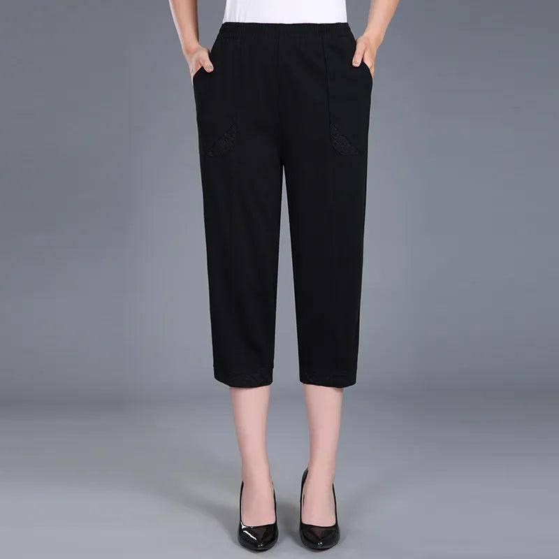 Women Capris Pants-black-4