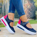 Women Fashion Vulcanized Sneakers Platform Solid Color Flats-Blue-3