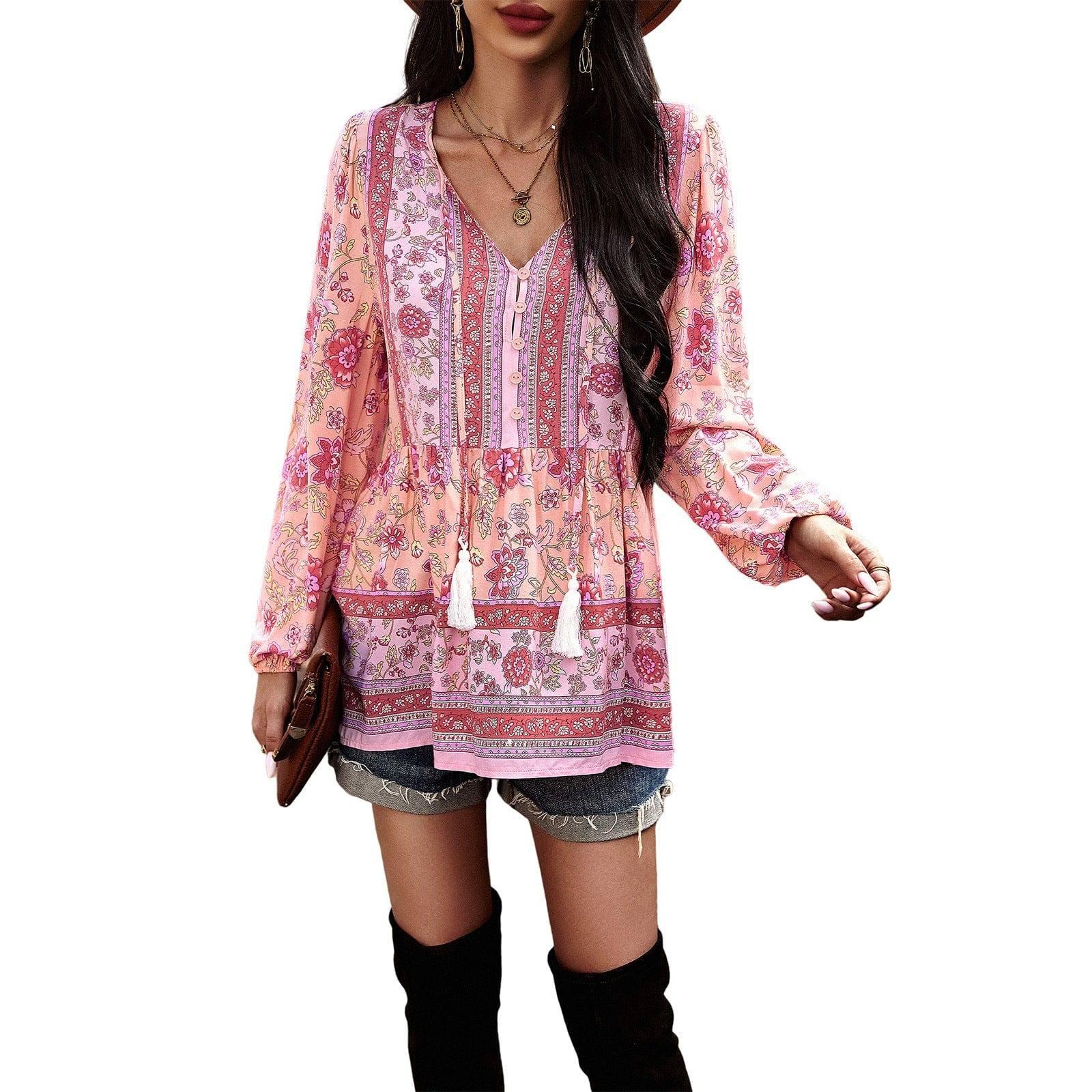 Women's Casual Printed Long-sleeved Top-4