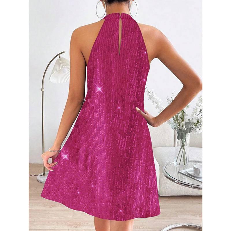 Elegant Halter Neck Dresses for Every Occasion-Purplish Red-7