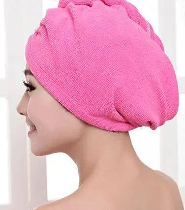 Women's Hair Dryer Cap, Absorbent Dry Hair Towel-RoseRed60x20cm-28