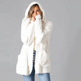 Women's hooded plush coat-White-5